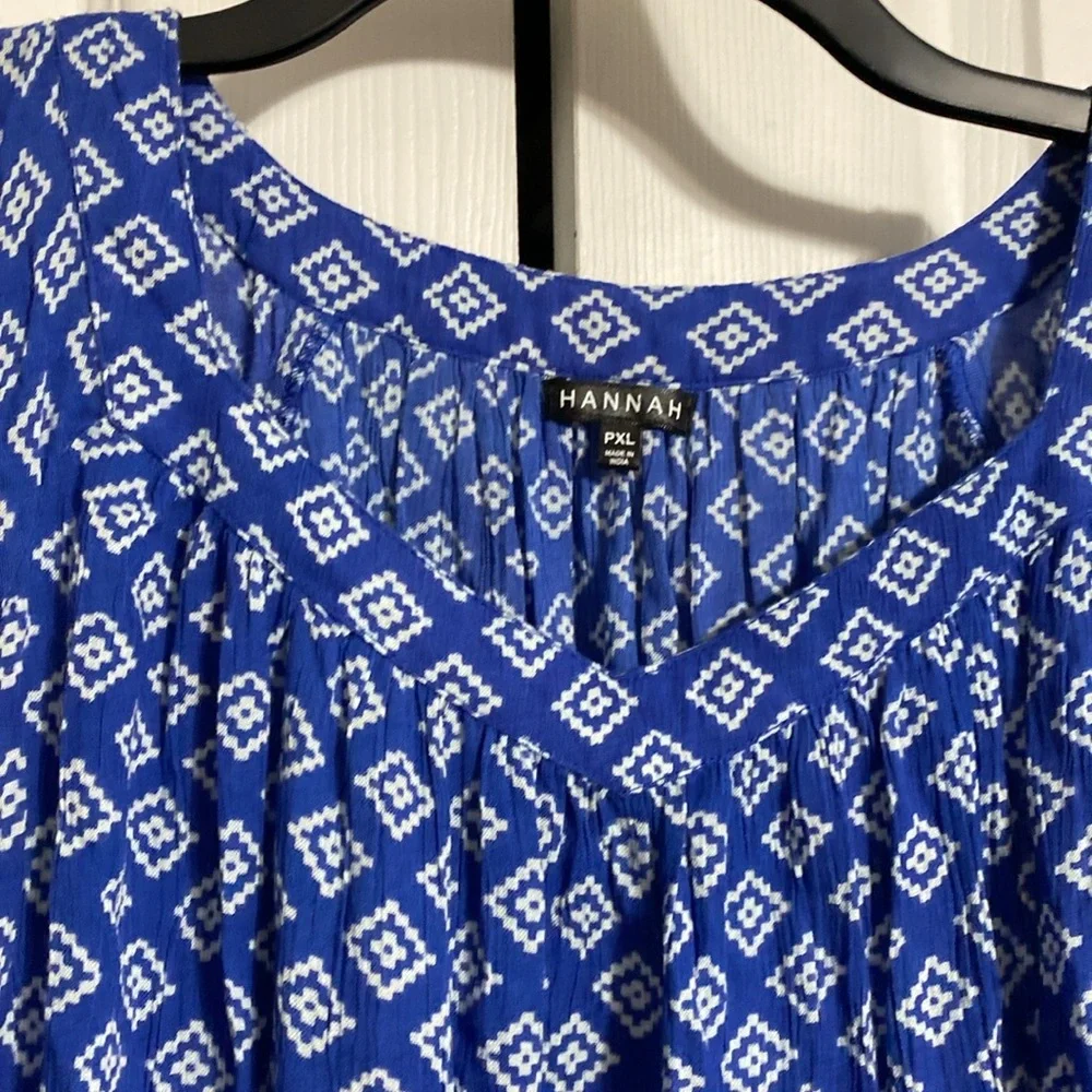 CUTE Hannah lightweight blue v-neck gauze lace detail smock top shirt blouse PXL - Picture 2 of 12